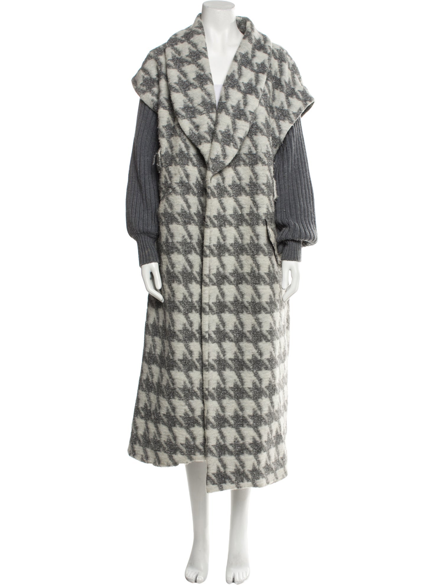 Cinq à Sept Houndstooth Print Faux Fur Coat