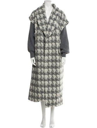 Cinq à Sept Houndstooth Print Faux Fur Coat