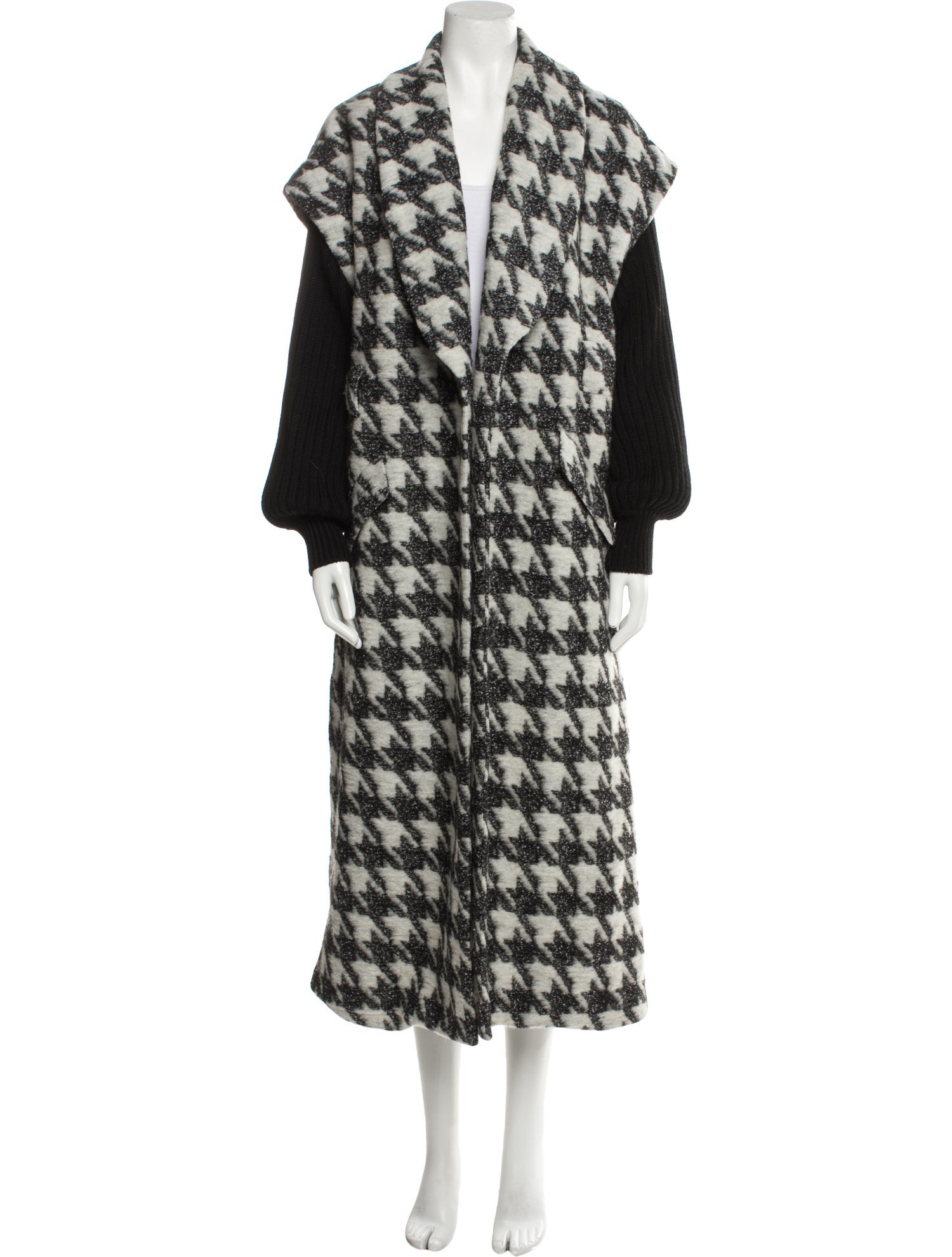 Cinq à Sept Houndstooth Print Faux Fur Coat
