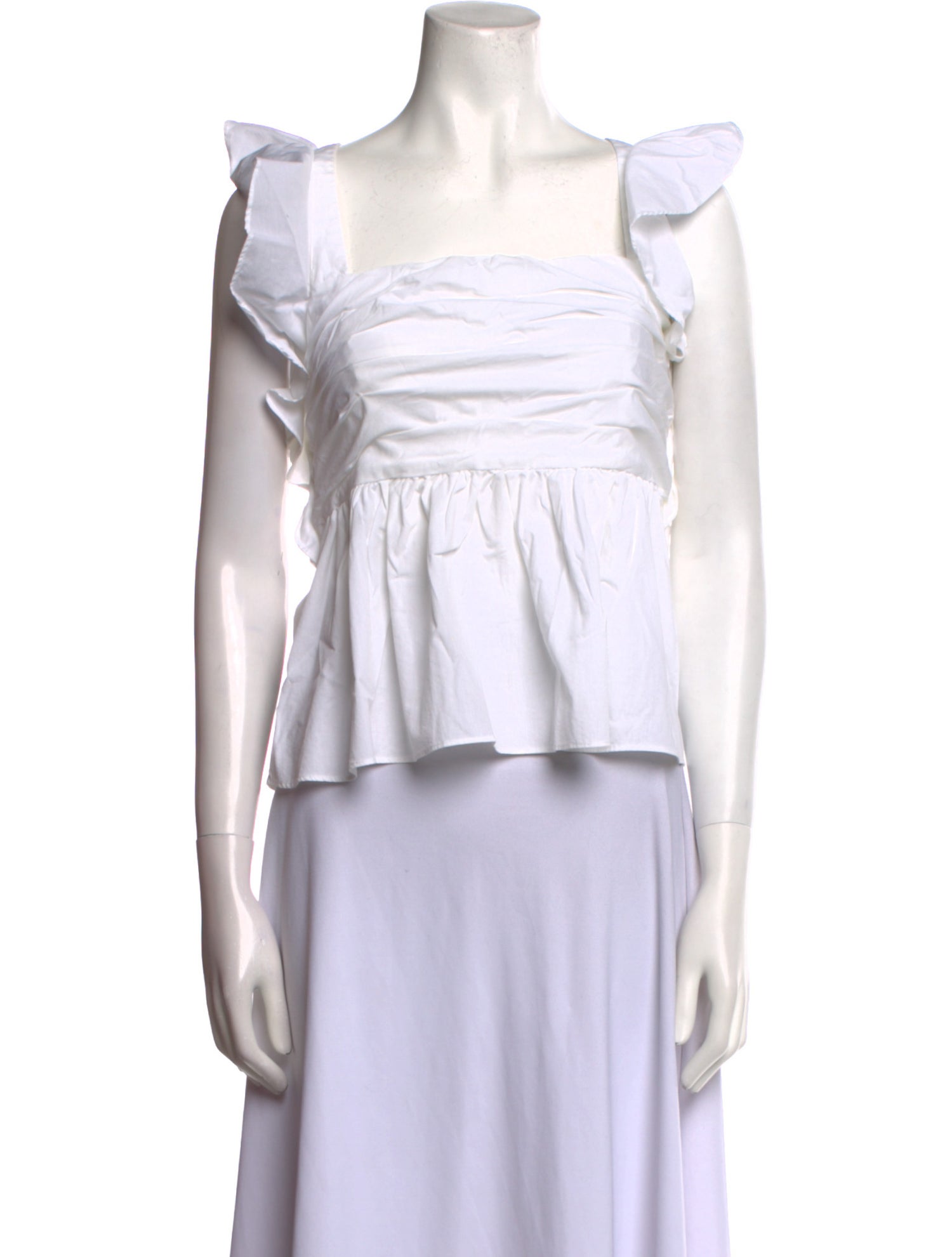 Cinq à Sept Square Neckline Sleeveless Crop Top