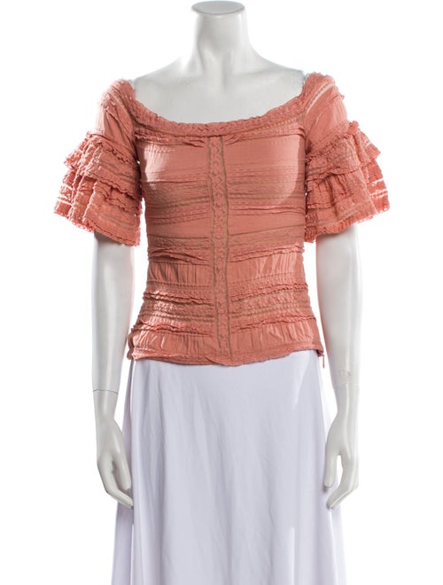 Cinq à Sept Scoop Neck Short Sleeve Crop Top