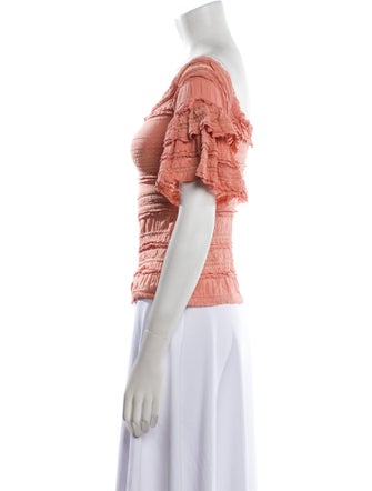 Cinq à Sept Scoop Neck Short Sleeve Crop Top