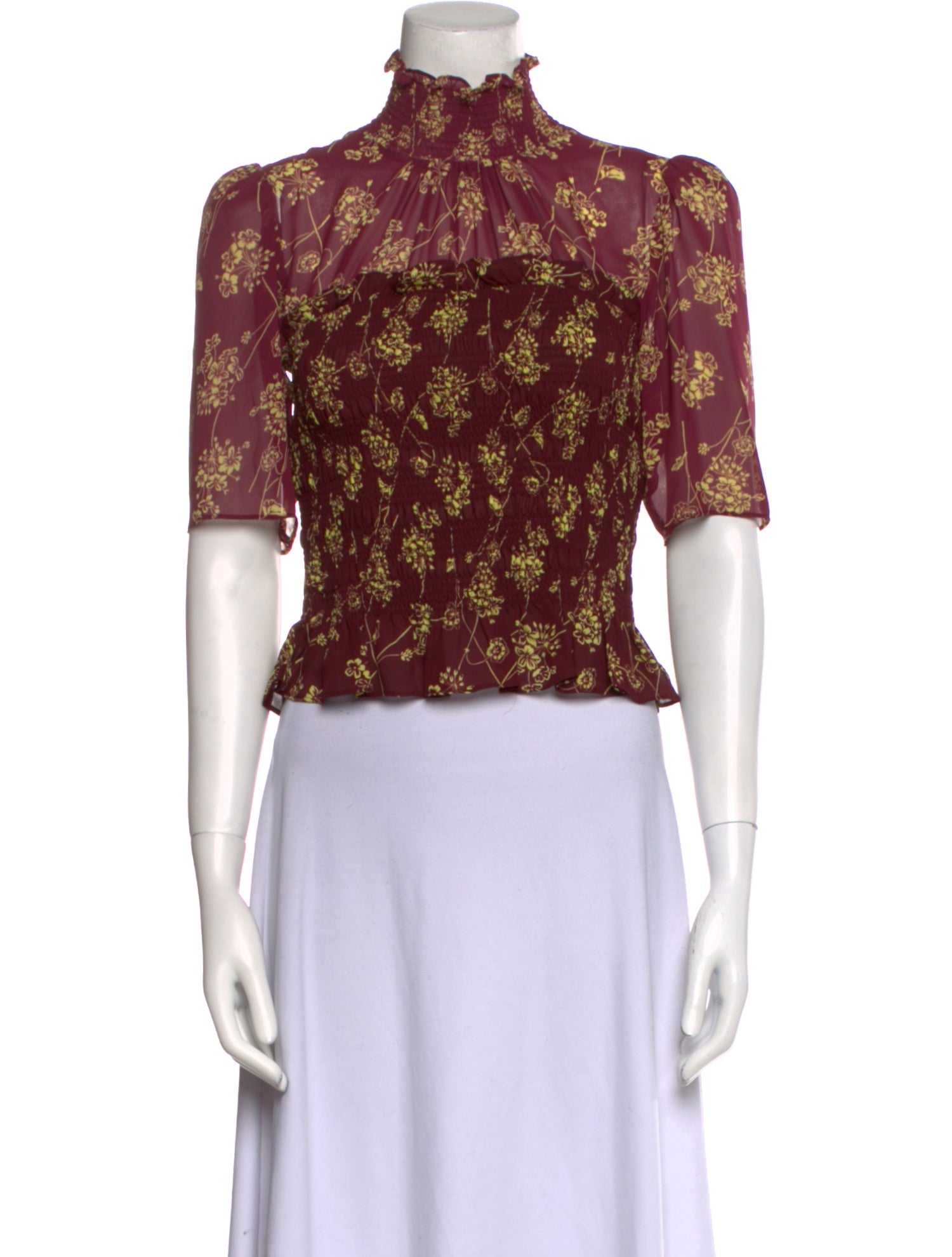 Cinq à Sept Silk Floral Print Crop Top