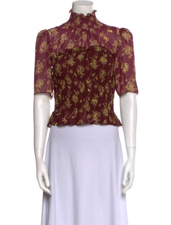 Cinq à Sept Silk Floral Print Crop Top