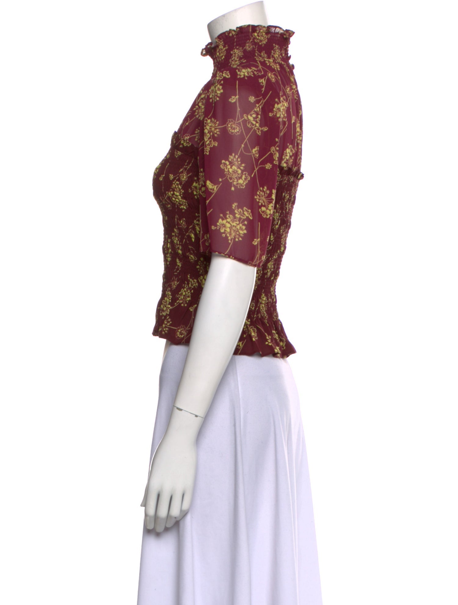 Cinq à Sept Silk Floral Print Crop Top