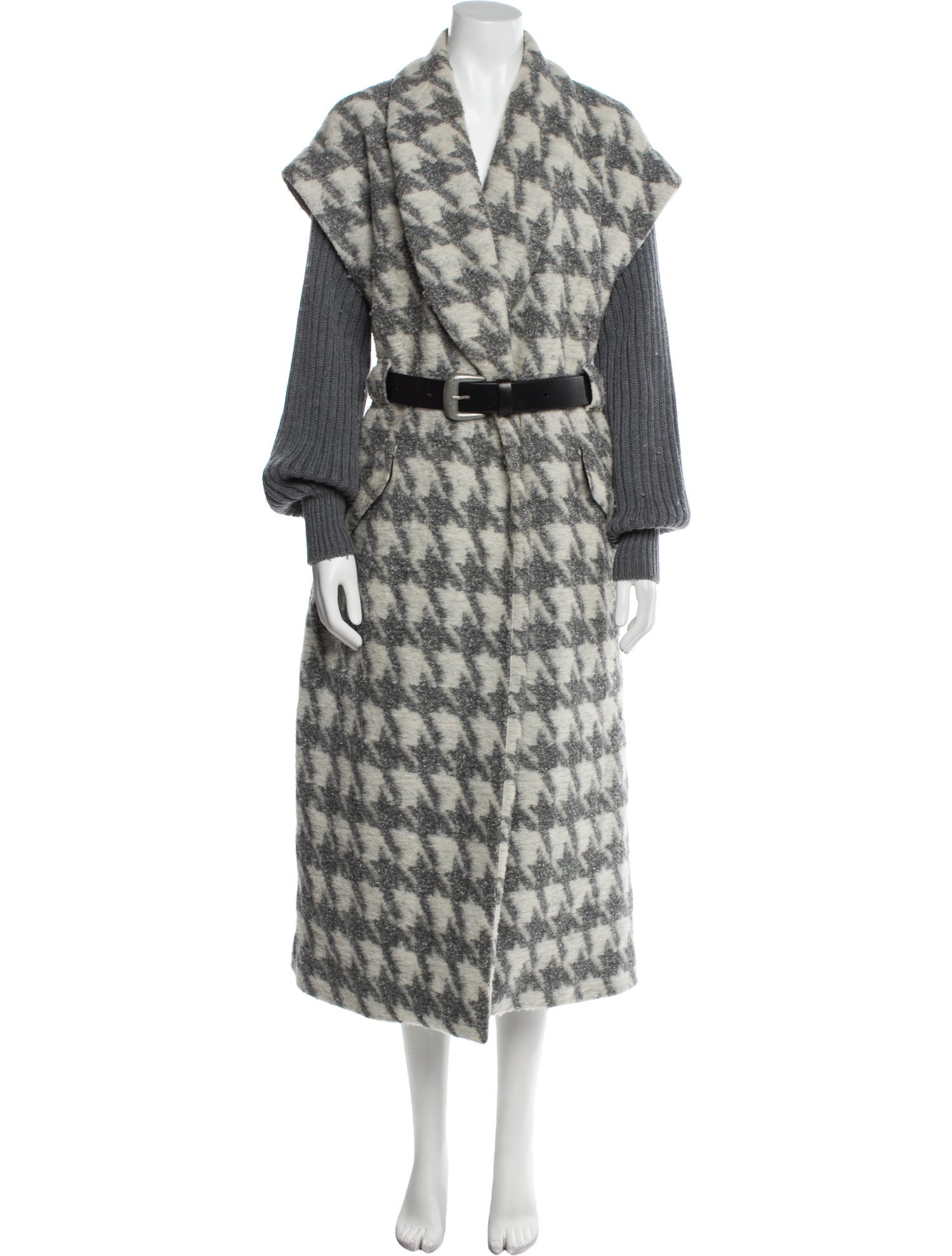 Cinq à Sept Houndstooth Print Trench Coat