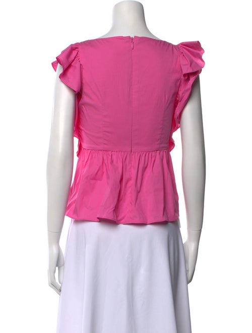 Cinq à Sept Square Neckline Short Sleeve Crop Top