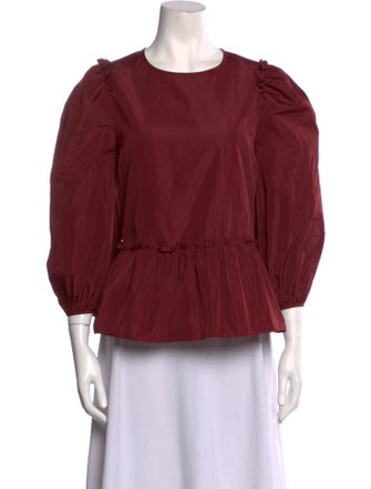 Cinq à Sept Crew Neck Three-Quarter Sleeve Blouse