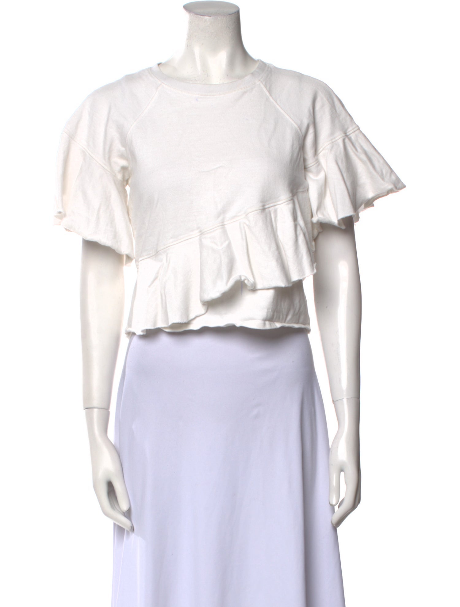 Cinq à Sept Crew Neck Short Sleeve Crop Top