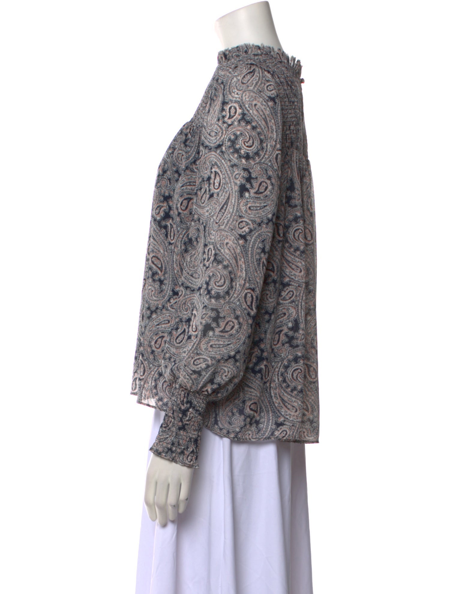 Cinq à Sept Paisley Print Mock Neck Blouse