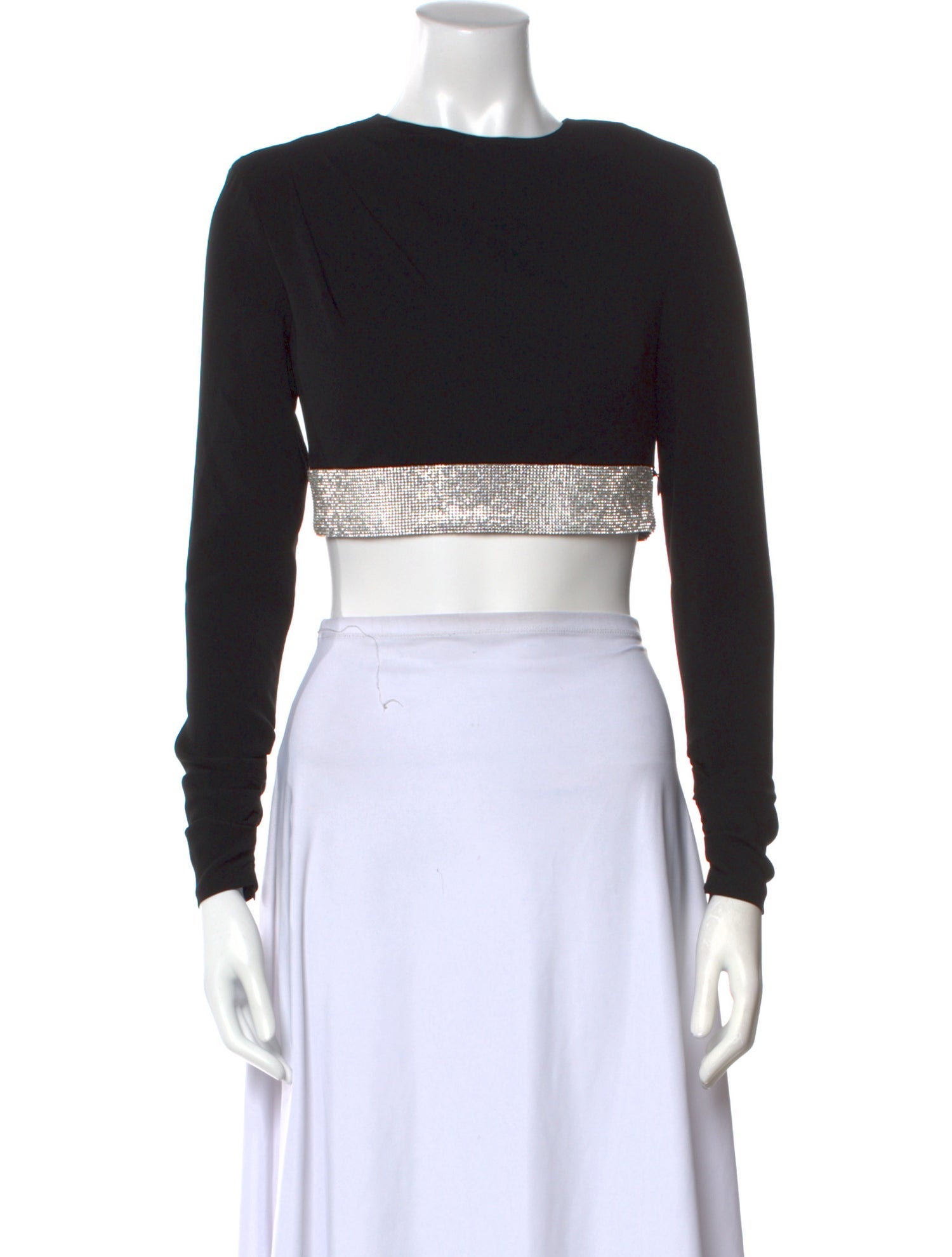 Cinq à Sept Bateau Neckline Long Sleeve Crop Top