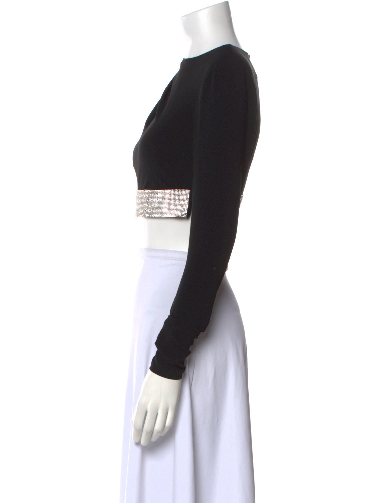 Cinq à Sept Bateau Neckline Long Sleeve Crop Top