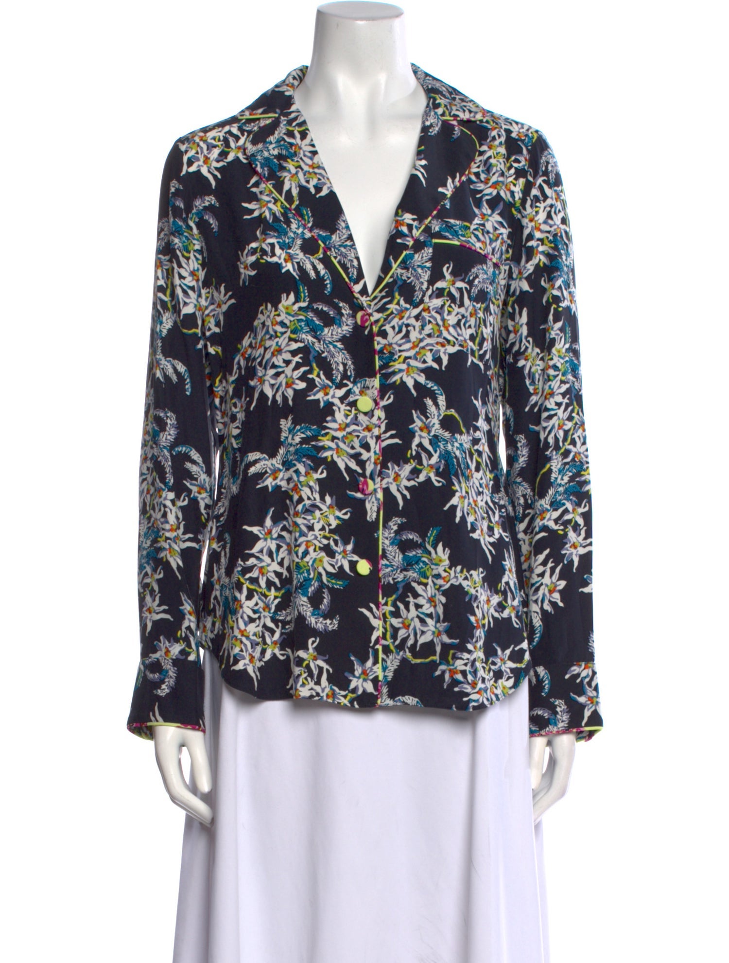 Cinq à Sept Silk Printed Button-Up Top