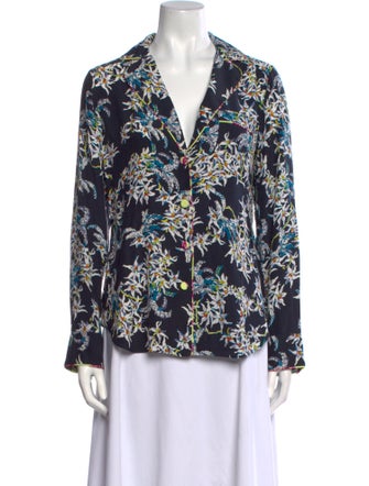 Cinq à Sept Silk Printed Button-Up Top