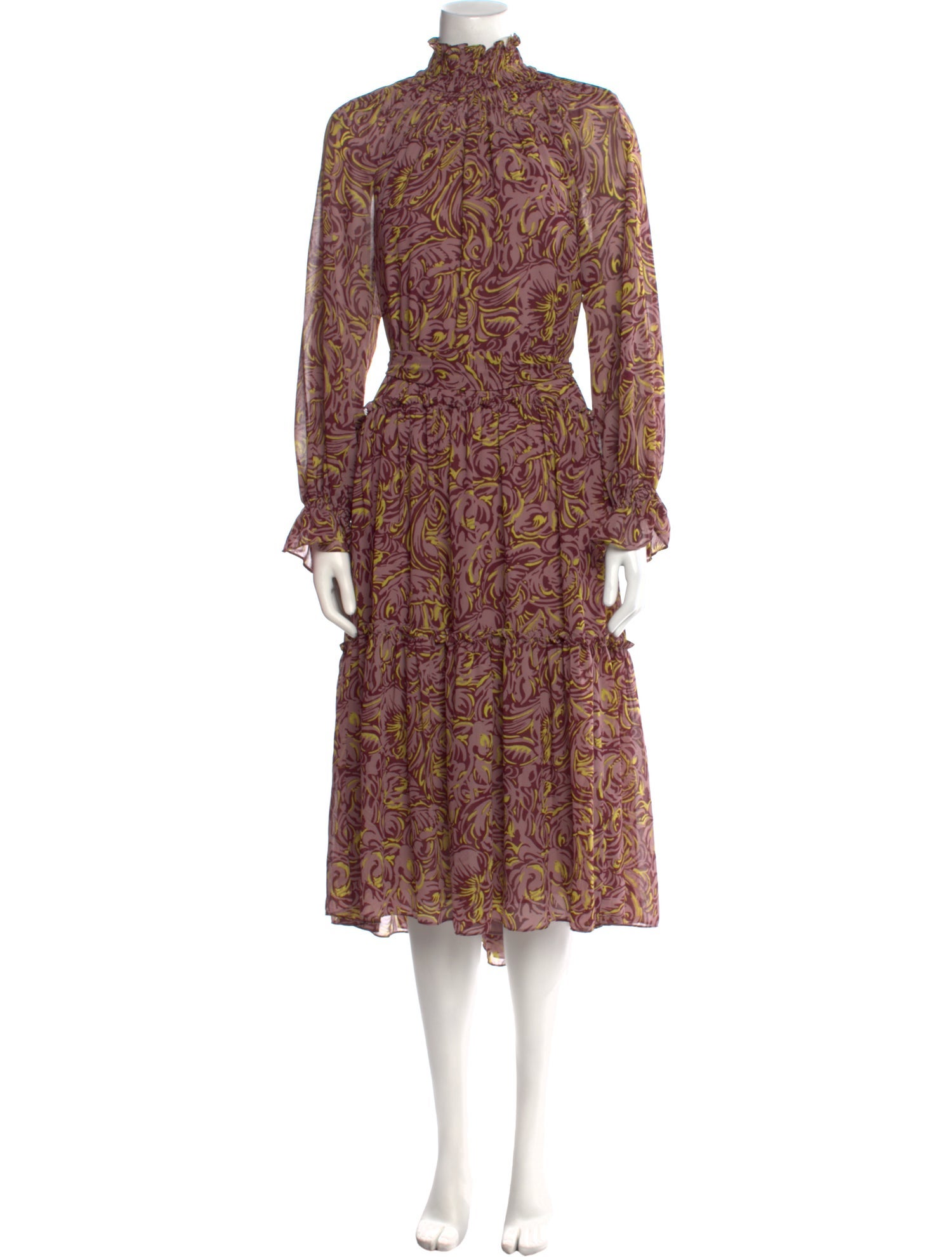 Cinq à Sept Floral Print Midi Length Dress w/ Tags