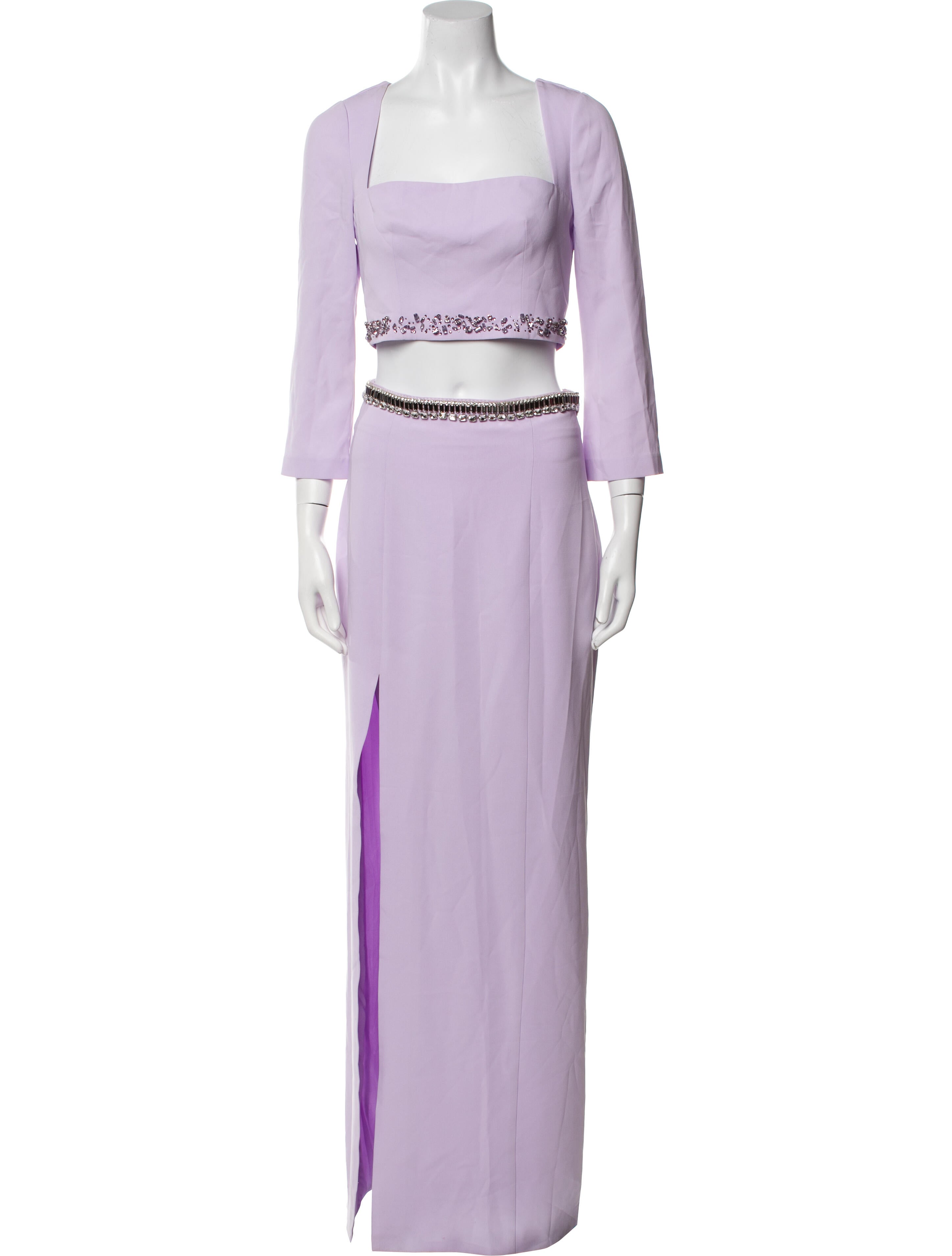 Cinq à Sept Striped Crystal Embellishments Skirt Suit