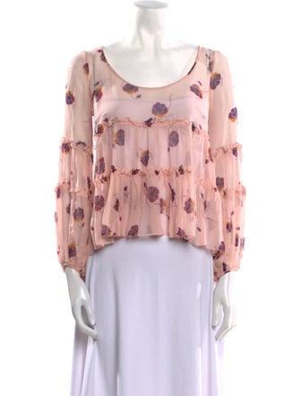 Cinq à Sept Floral Print Scoop Neck Top