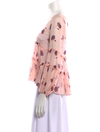 Cinq à Sept Floral Print Scoop Neck Top