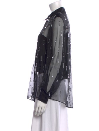 Cinq à Sept Silk Lace Pattern Button-Up Top