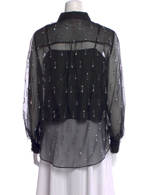 Cinq à Sept Silk Lace Pattern Button-Up Top