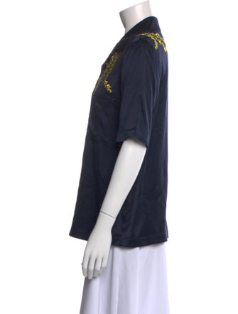 Cinq à Sept Silk Graphic Print Button-Up Top