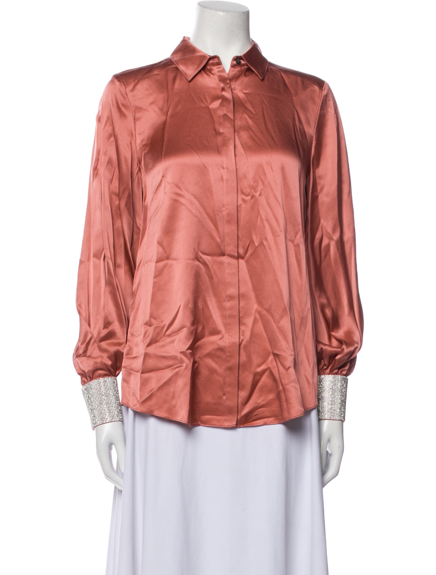 Cinq à Sept Silk Long Sleeve Button-Up Top