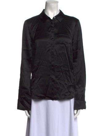 Cinq à Sept Silk Long Sleeve Button-Up Top