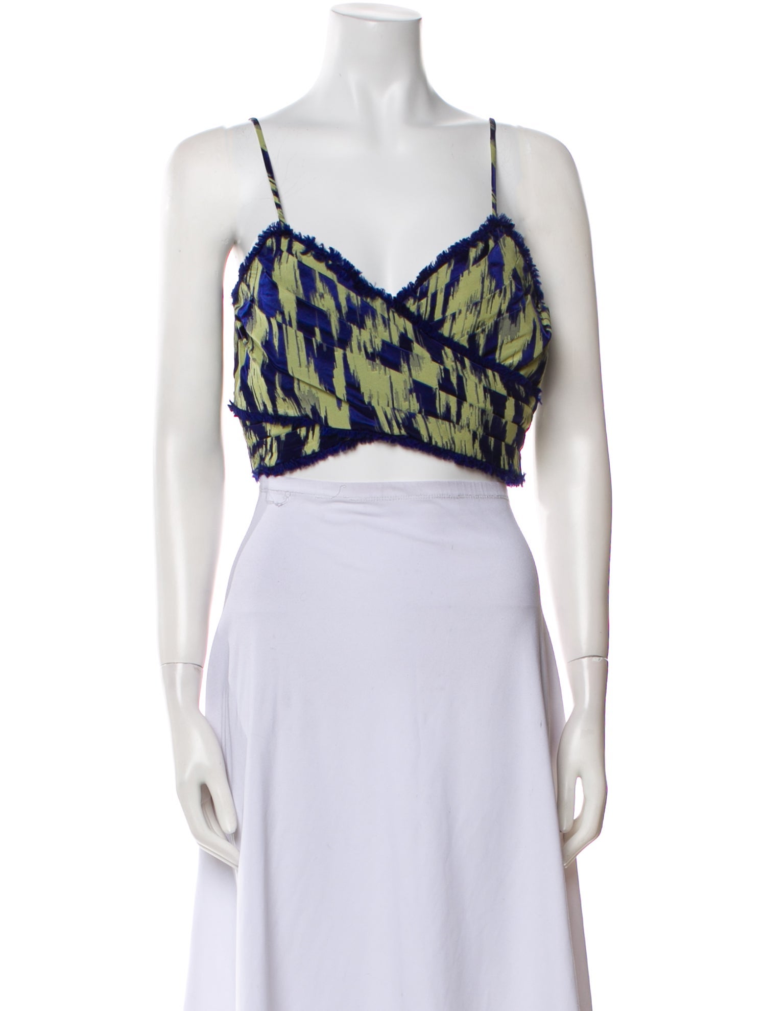 Cinq à Sept Printed V-Neck Crop Top w/ Tags