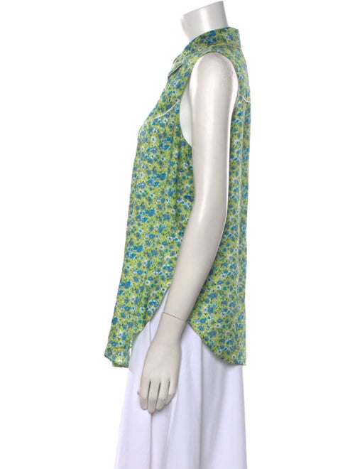 Cinq à Sept Floral Print Sleeveless Button-Up Top
