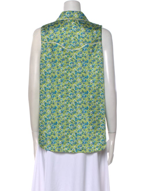 Cinq à Sept Floral Print Sleeveless Button-Up Top