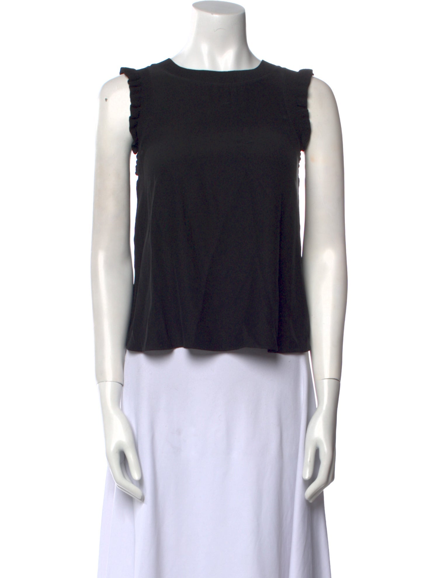 Cinq à Sept Silk Crew Neck Crop Top