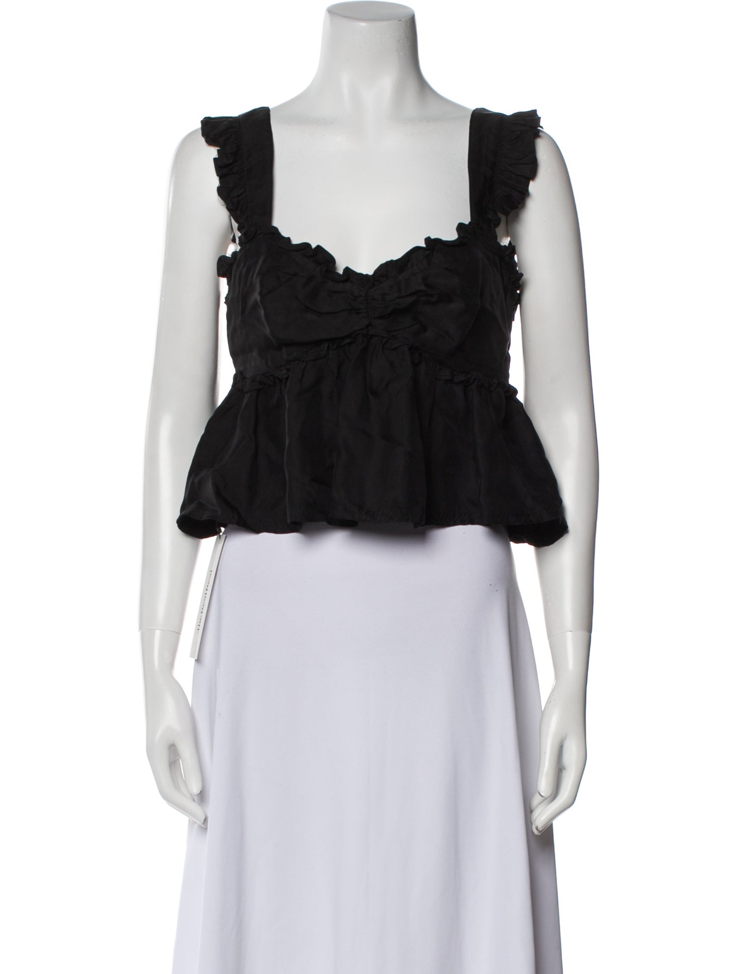 Cinq à Sept Square Neckline Sleeveless Crop Top