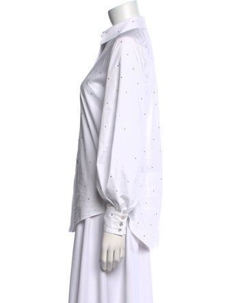 Cinq à Sept Polka Dot Print Long Sleeve Button-Up Top