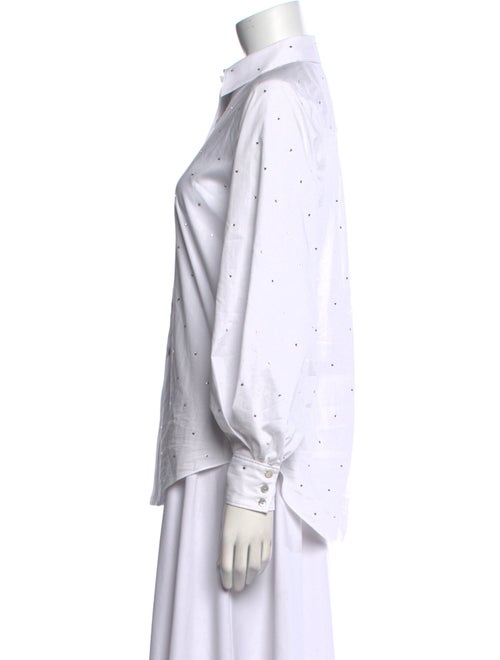 Cinq à Sept Polka Dot Print Long Sleeve Button-Up Top