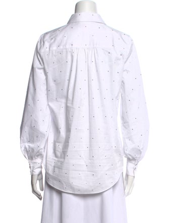 Cinq à Sept Polka Dot Print Long Sleeve Button-Up Top