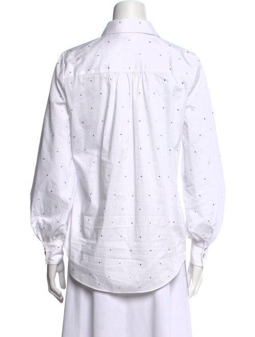 Cinq à Sept Polka Dot Print Long Sleeve Button-Up Top