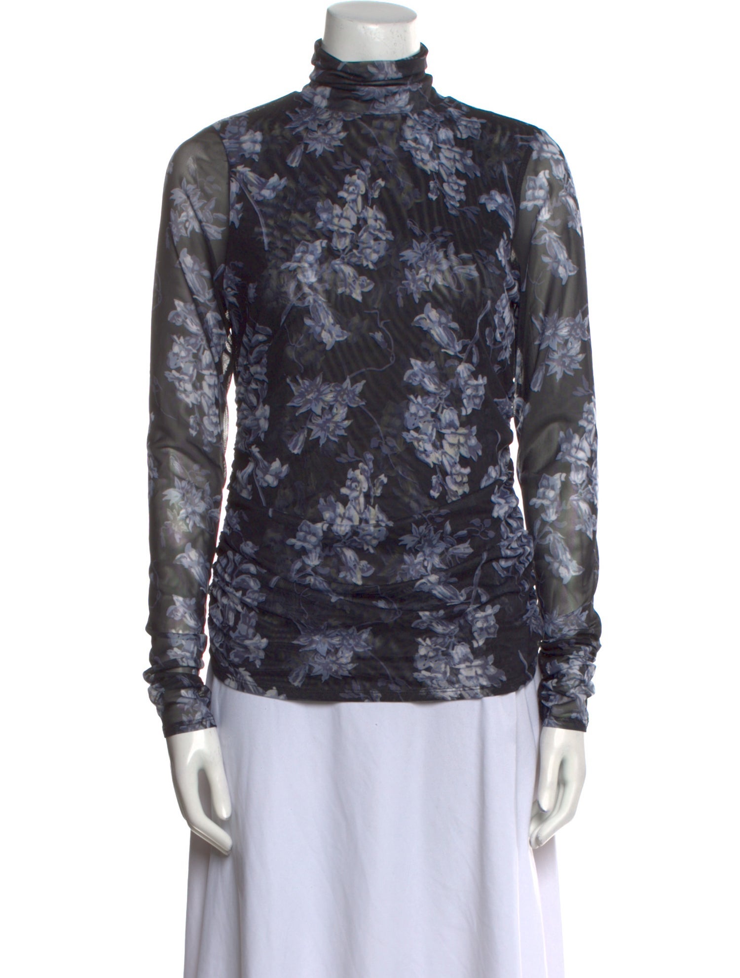 Cinq à Sept Floral Print Turtleneck Blouse