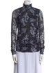 Cinq à Sept Floral Print Turtleneck Blouse