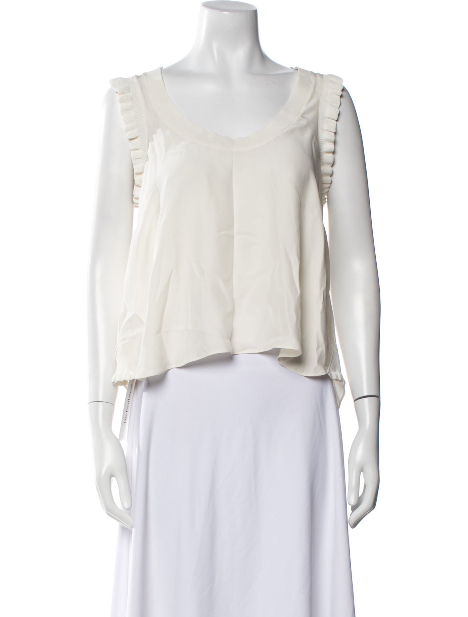 Cinq à Sept Silk Scoop Neck Crop Top