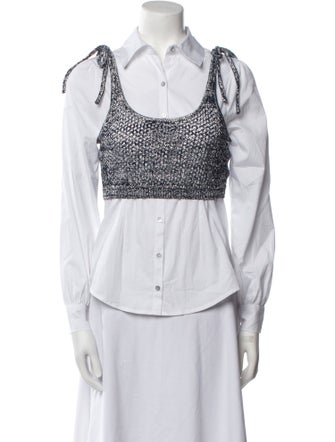 Cinq à Sept Three-Quarter Sleeve Button-Up Top