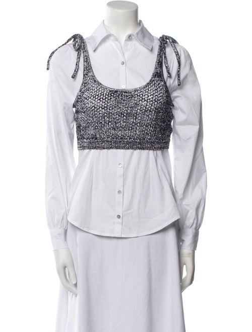 Cinq à Sept Three-Quarter Sleeve Button-Up Top