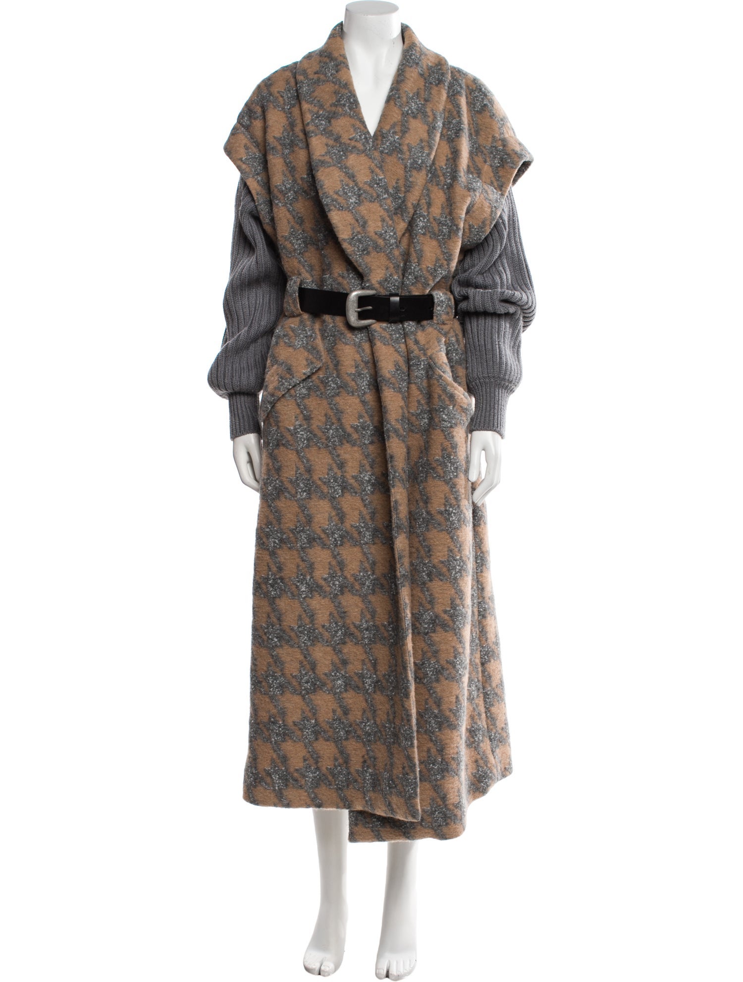 Cinq à Sept Plaid Print Faux Fur Coat