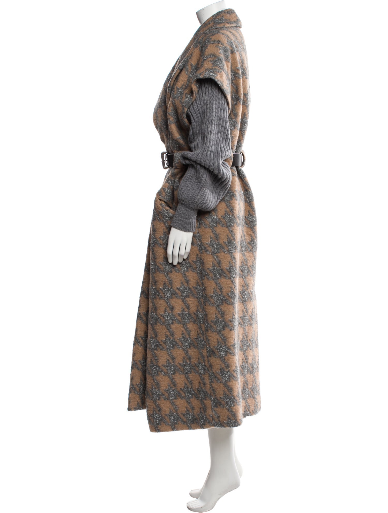 Cinq à Sept Plaid Print Faux Fur Coat