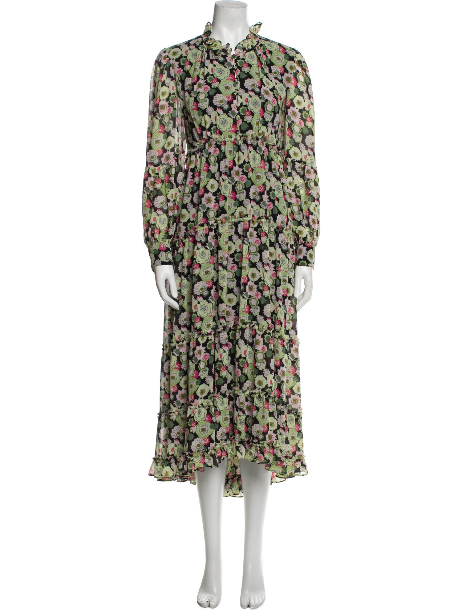 Cinq à Sept Floral Print Midi Length Dress
