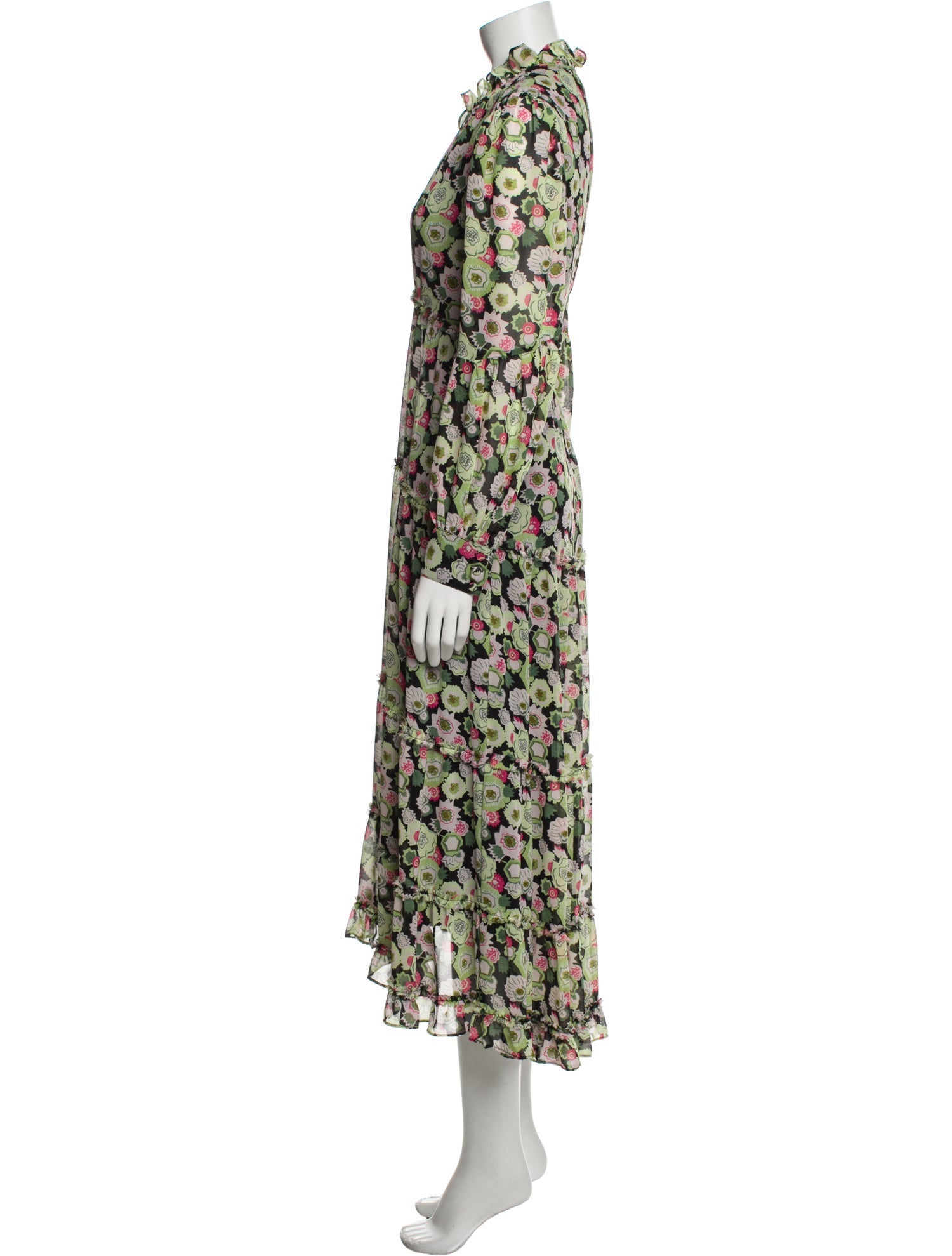 Cinq à Sept Floral Print Midi Length Dress