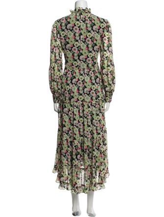 Cinq à Sept Floral Print Midi Length Dress