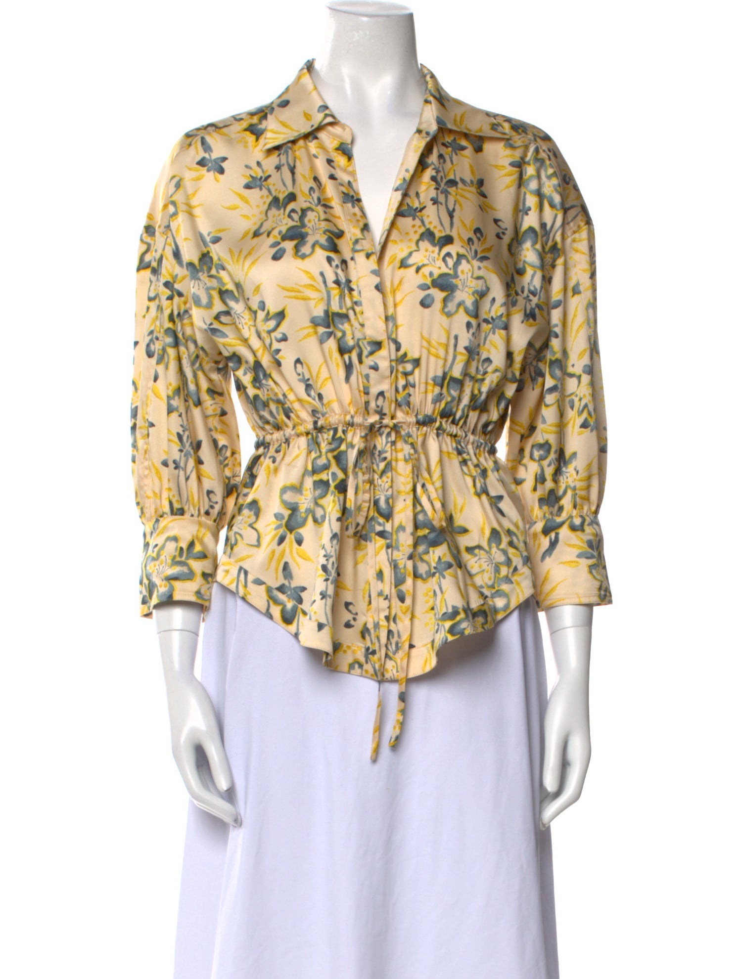 Cinq à Sept Printed Three-Quarter Sleeve Button-Up Top