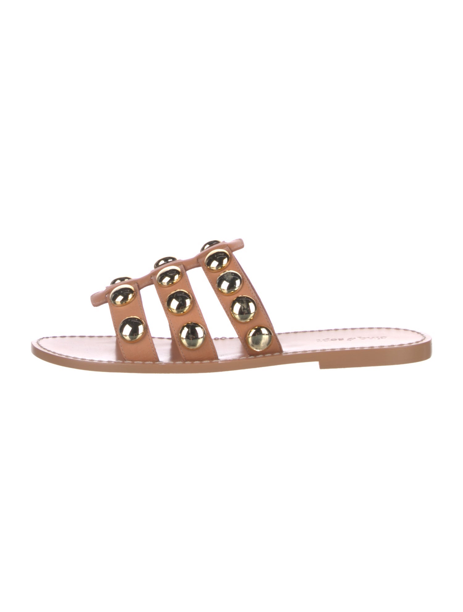 Cinq à Sept Leather Studded Accents Slides w/ Tags