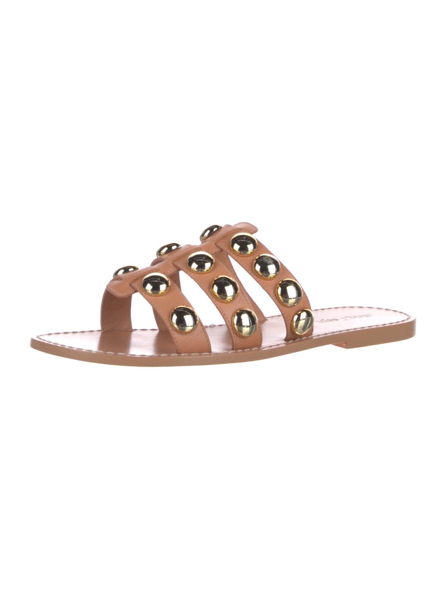 Cinq à Sept Leather Studded Accents Slides w/ Tags