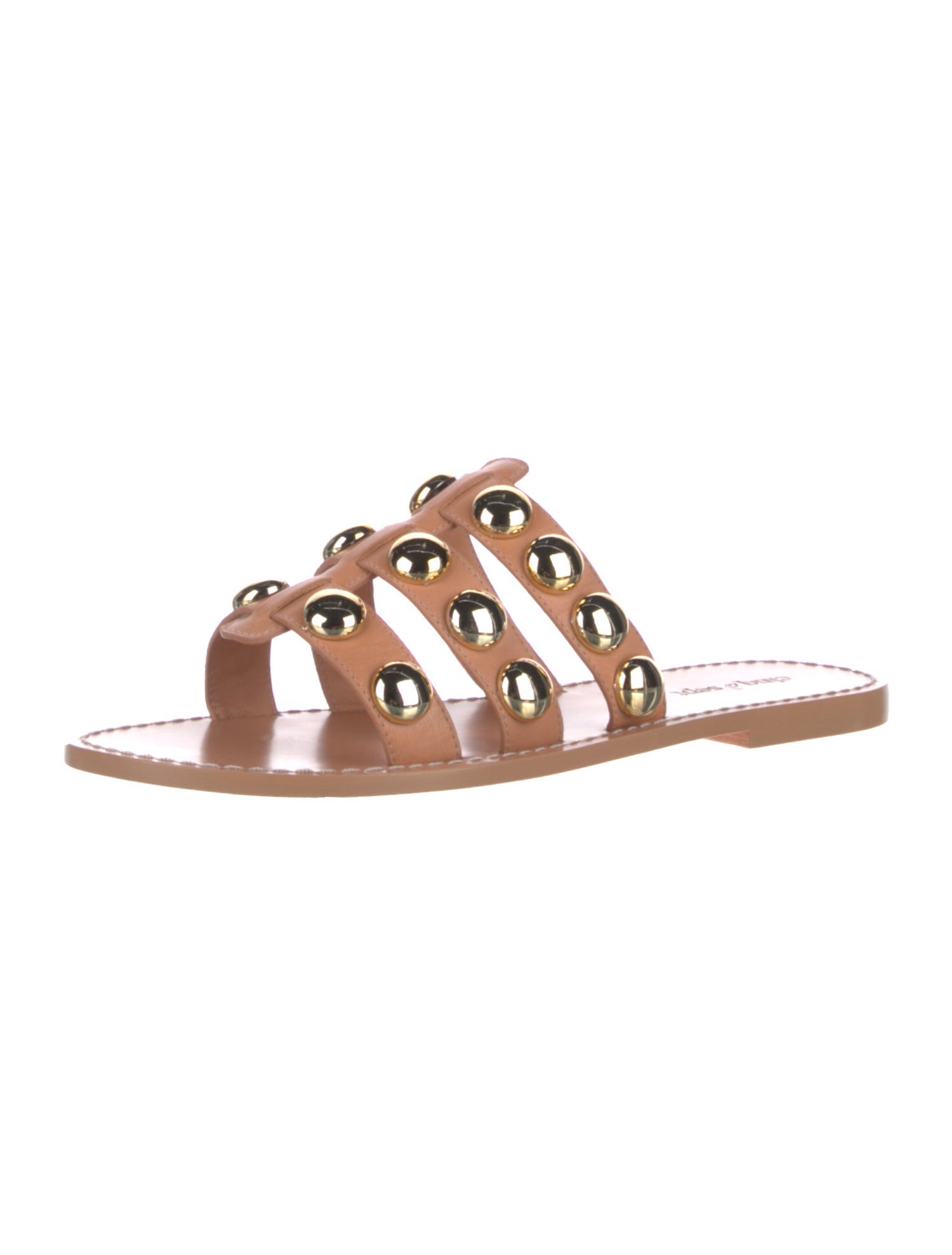 Cinq à Sept Leather Studded Accents Slides w/ Tags